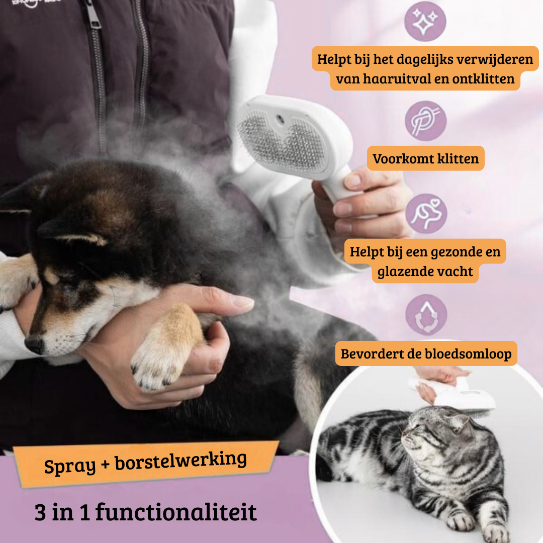 Multifunctionele Stoomborstel – Ontklitten, Reinigen & Verzorgen