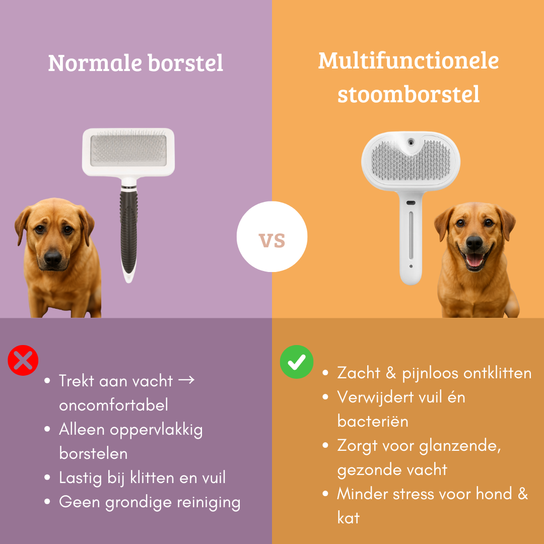 Multifunctionele Stoomborstel – Ontklitten, Reinigen & Verzorgen